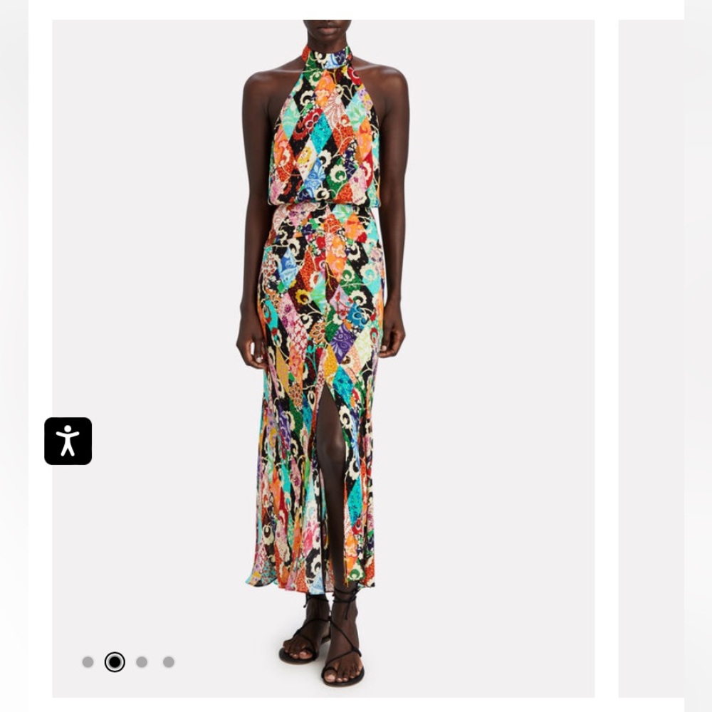 NWT RIXO Kendra Printed Halter Maxi Dress